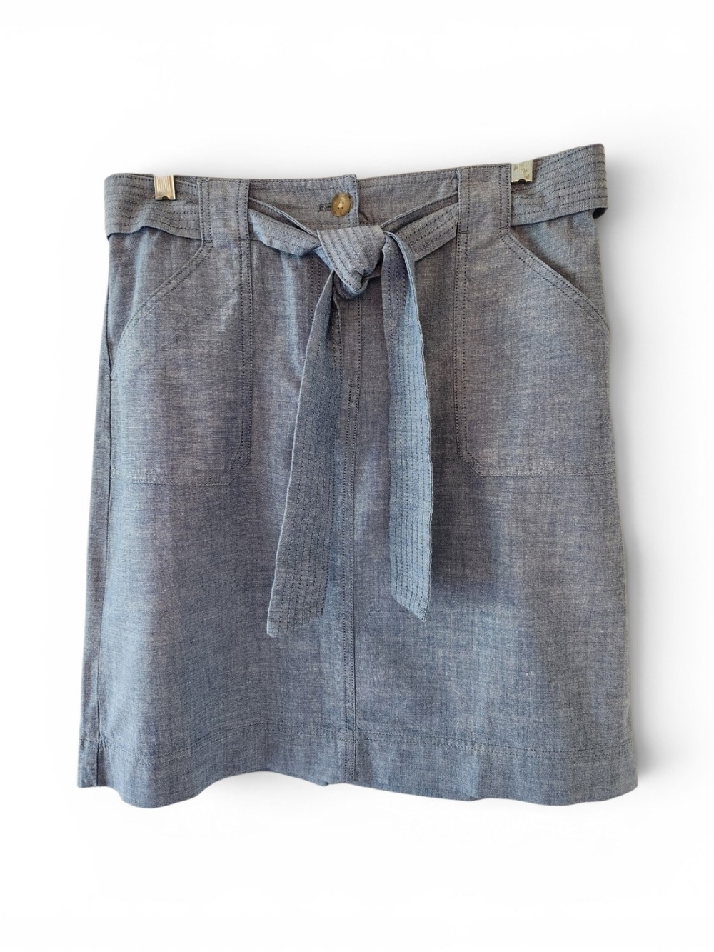 Talbots Newport Chambray Utility Skirt Matching Fabric Belt Size 8
